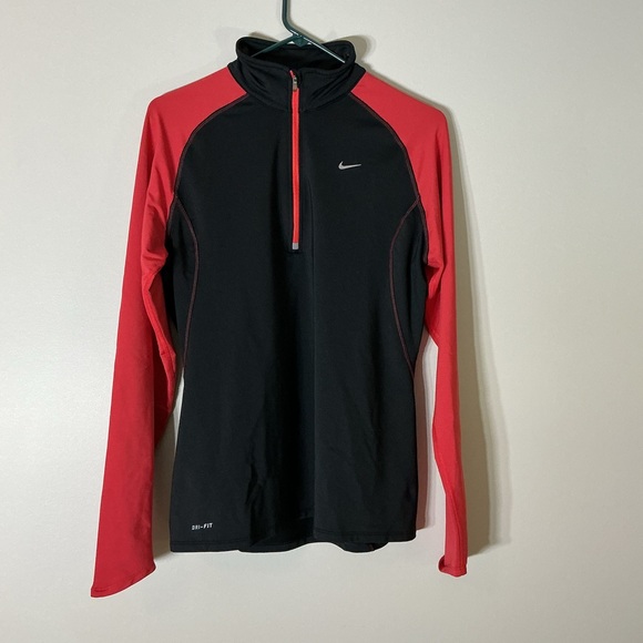 Nike Black and Red Dri-FIT Zip-Up - Picture 1 of 7